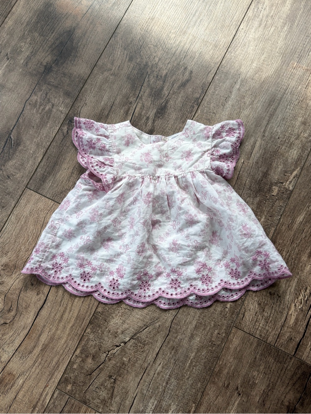 Nordstrom Baby Floral Eyelet Dress & Bloomer Set Pink 3M 100% Cotton - Picture 3 of 7